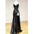 Long Black Spaghetti Straps Lace Prom Dresses with Slit 801022