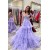 A-Line Off the Shoulder Tiered Lace and Tulle Long Prom Dresses 801026