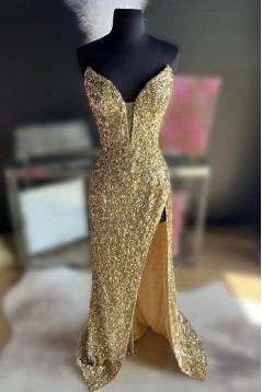 Long Sequins Prom Dresses with High Slit 801052