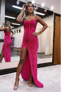 Light Blue Mermaid Long Sequins Prom Dresses 801054