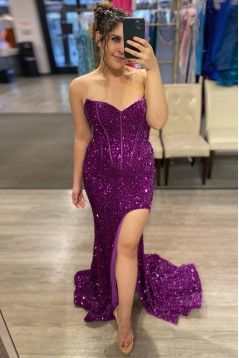 Light Blue Mermaid Long Sequins Prom Dresses 801054
