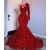 Long Red Sequins Mermaid One Shoulder Prom Dresses 801060