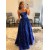 A-Line Royal Blue Sparkle Lace Prom Dresses 801066