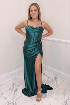 Long Spaghetti Straps Fuchsia Prom Dresses 801070