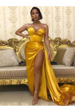 Gold Sweetheart Long Prom Dresses 801074