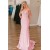 Long Pink Spaghetti Straps Mermaid Sequin Prom Dresses 801077