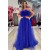 Two Pieces Royal Blue Long Prom Dresses 801097