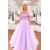 A-Line Beaded Lilac Tulle Prom Dresses 801103