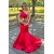 Long Red Mermaid One Shoulder Prom Dresses 801105