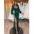 Mermaid Dark Green Long Prom Dresses with Sleeves 801126