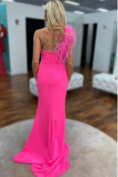 Mermaid One Shoulder Long Purple Prom Dresses 801136