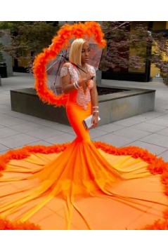 Mermaid Beaded Long Prom Dresses with Long Sleeves 801141