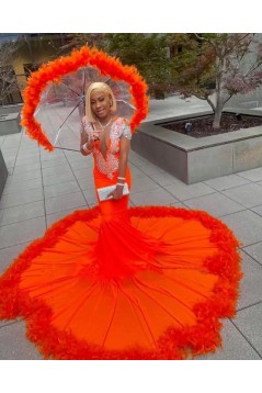 Mermaid Beaded Long Prom Dresses with Long Sleeves 801141