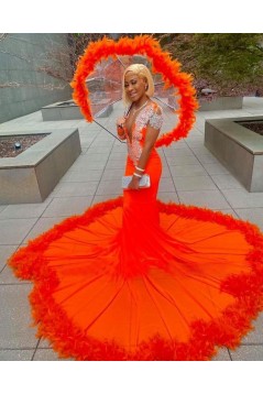 Mermaid Beaded Long Prom Dresses with Long Sleeves 801141