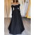 A-Line Off the Shoulder Long Prom Dresses with Pearl 801146