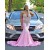 Mermaid Beaded Long Pink Prom Dresses 801154