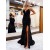 Mermaid Black Sequins Spaghetti Straps Long Prom Dresses 801155
