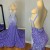 Mermaid Beaded Purple Long Prom Dresses 801157