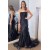 Mermaid Strapless Sequin Long Black Prom Dresses 801158
