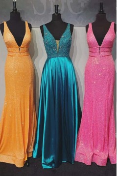 Long White Sparkle Sequin Prom Dresses 801161