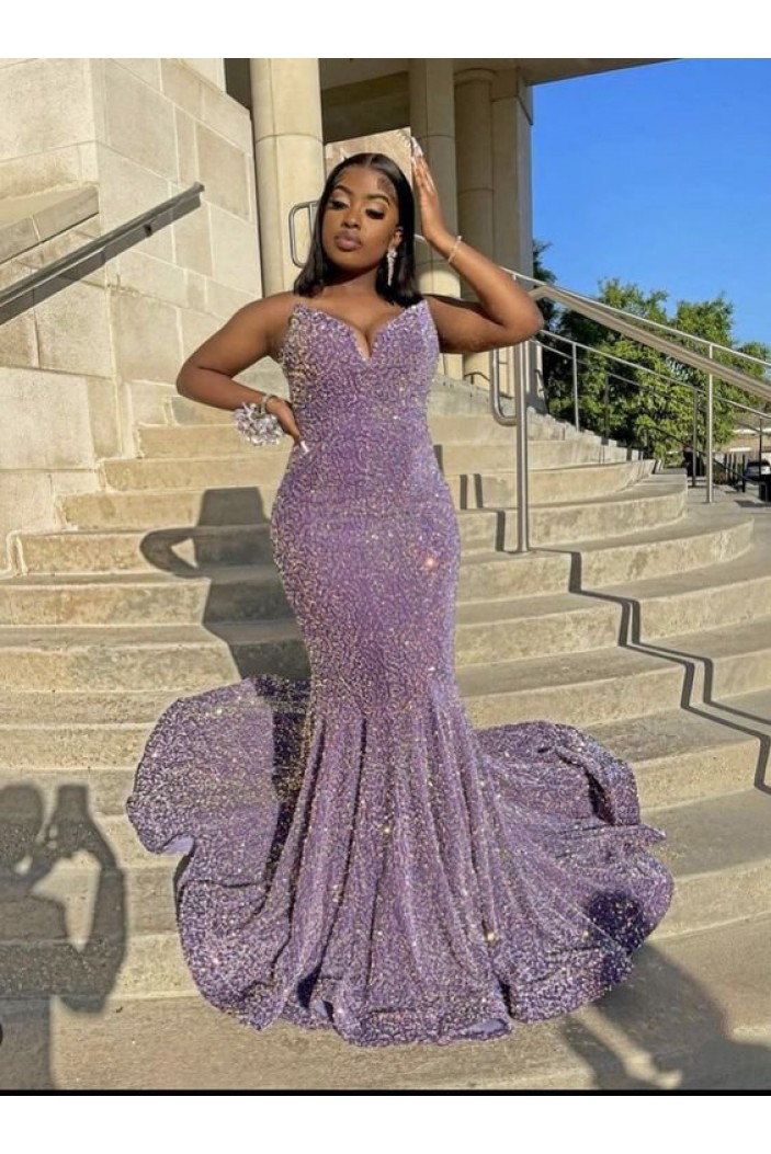 Mermaid Sequin Long Black Girl Prom Dresses 801166