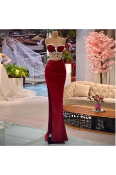 Mermaid Beaded Red Sweetheart Long Prom Dresses 801179