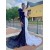 Mermaid One Sleeves Lace Long Prom Dresses 801189