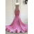 Mermaid Long Pink Beaded Sequins Prom Dresses 801190