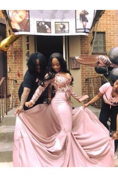 Mermaid Lace Long Sleeves Long Prom Dresses 801195