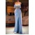 Mermaid Blue Beaded Long Prom Dresses 801196