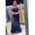 Mermaid One Shoulder Blue Long Prom Dresses 801220