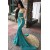 Mermaid Off the Shoulder Long Prom Dresses with Gold Lace Appliques 801221