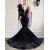 Mermaid Sparkle Lace Black Long Prom Dresses 801233