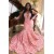 Mermaid Beaded Lace Pink Long Sleeves Long Prom Dresses 801248