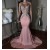 Mermaid Beaded Long Pink Prom Dresses 801262