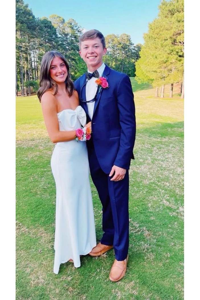 Simple Mermaid Strapless Long Prom Dresses 801267