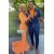 Long Orange Mermaid Lace Prom Dresses Formal Evening Dresses with Long Sleeves 801272