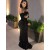 Mermaid Strapless Sequins Long Black Prom Dresses 801277