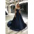 A-Line Spaghetti Straps Lace Appliques Satin Long Prom Dresses 801279