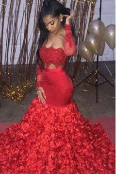 Mermaid Two Pieces Lace Long Prom Dresses 801305