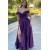 A-Line Off the Shoulder Purple Long Prom Dresses 801319