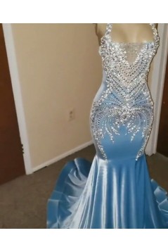 Mermaid Gold Beaded Long Prom Dresses 801327