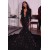 Long Black Mermaid Sparkle Lace Prom Dresses Evening Gowns with Long Sleeves 801328