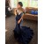 Mermaid Navy Blue Long Prom Dresses 801342
