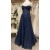 A-Line Navy Blue Sparkle Spaghetti Straps Long Prom Dresses 801361