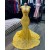 Mermaid Yellow Lace Sleeveless Long Prom Dresses 801362
