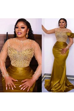 Mermaid Beaded Long Sleeves Prom Dresses 801376