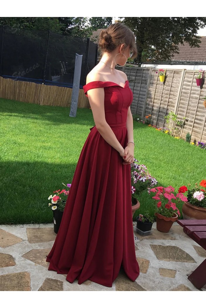 A-Line Off the Shoulder Long Prom Dresses 801385