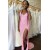 Long Pink Sheath Sequins Prom Dresses with Slit 801398