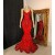 Long Red Mermaid Lace Prom Dresses 801401